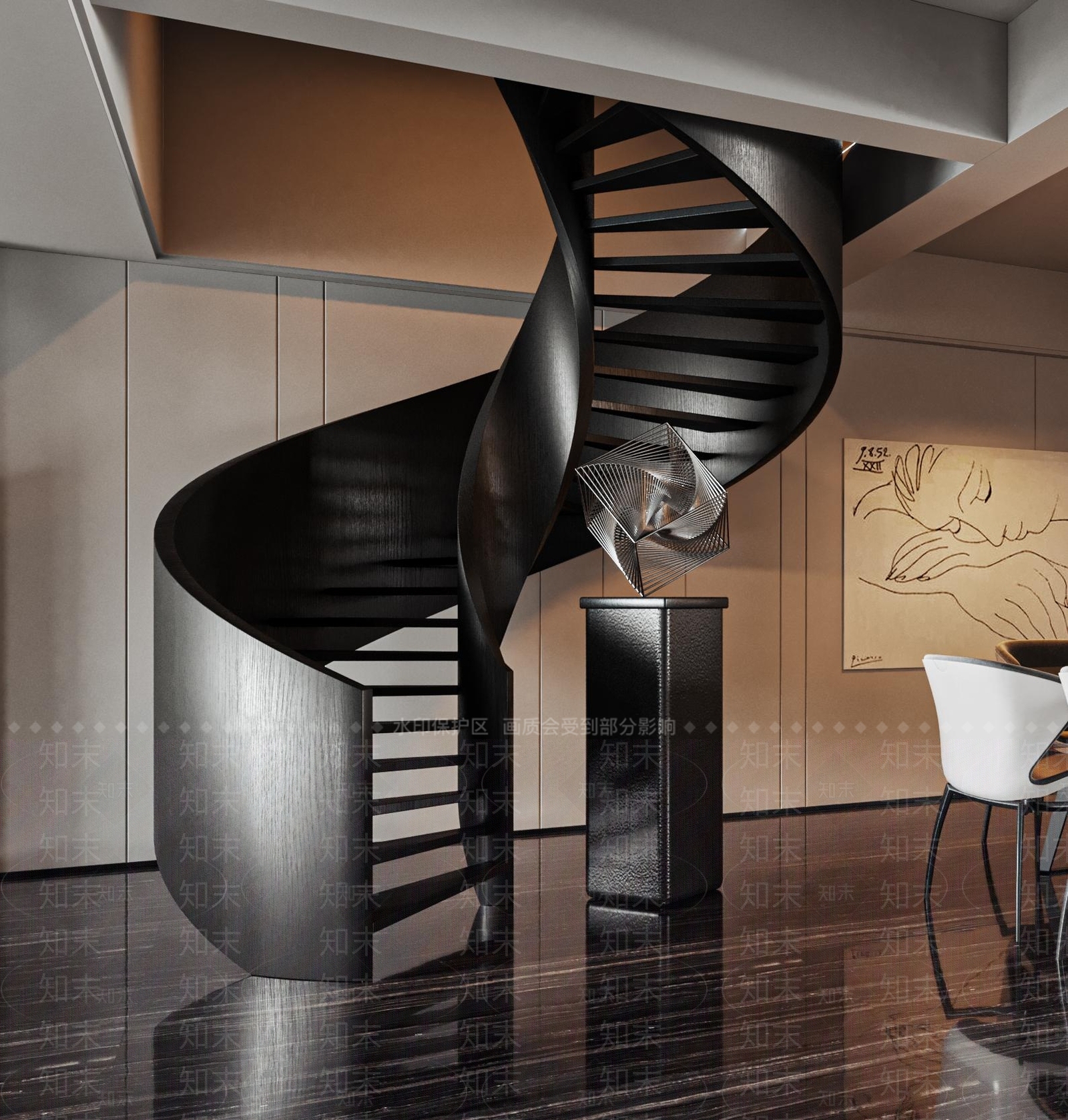 现代旋转楼梯3D模型下载【ID:1197768109】