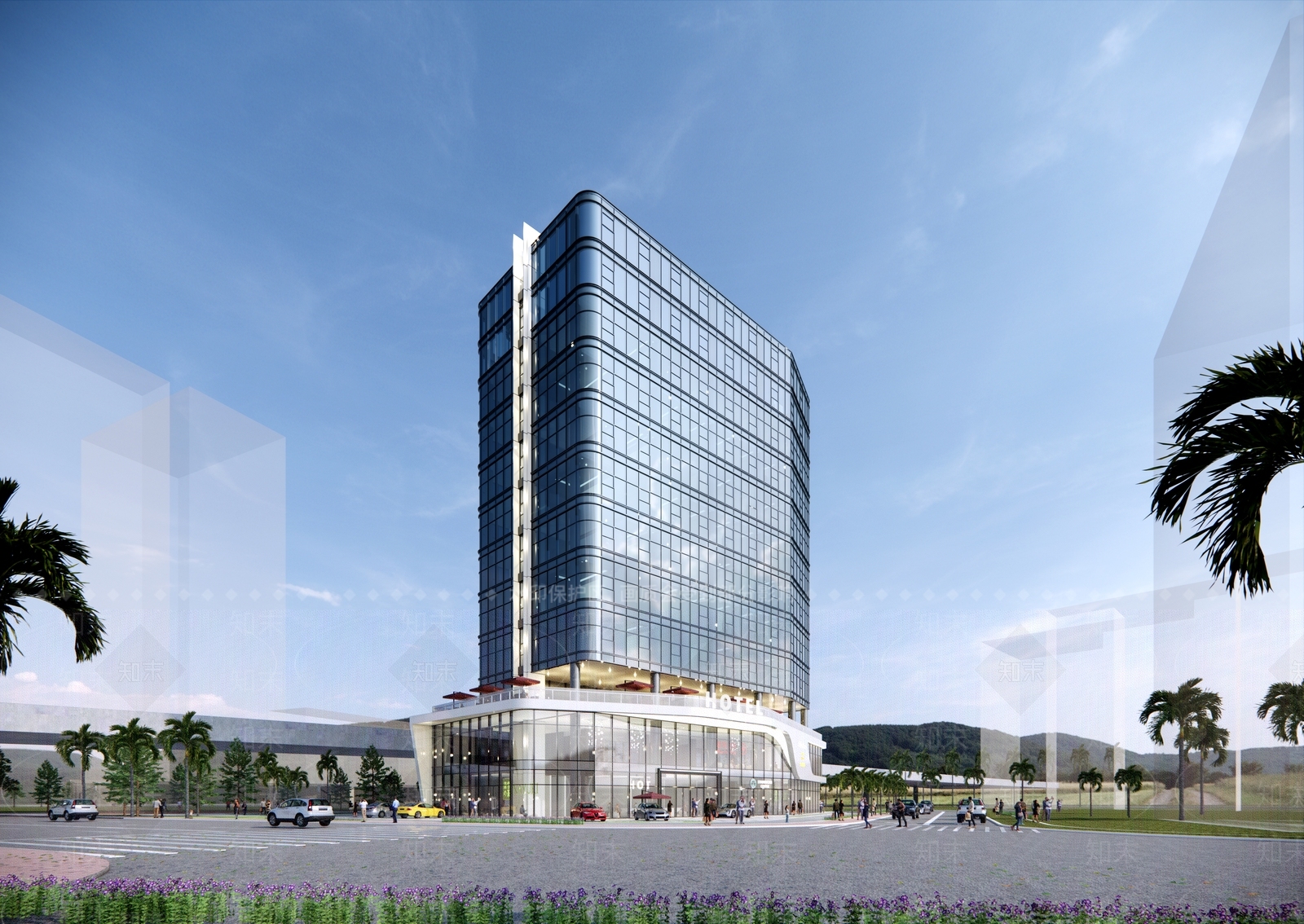现代简约酒店建筑SU模型下载【ID:1197774560】