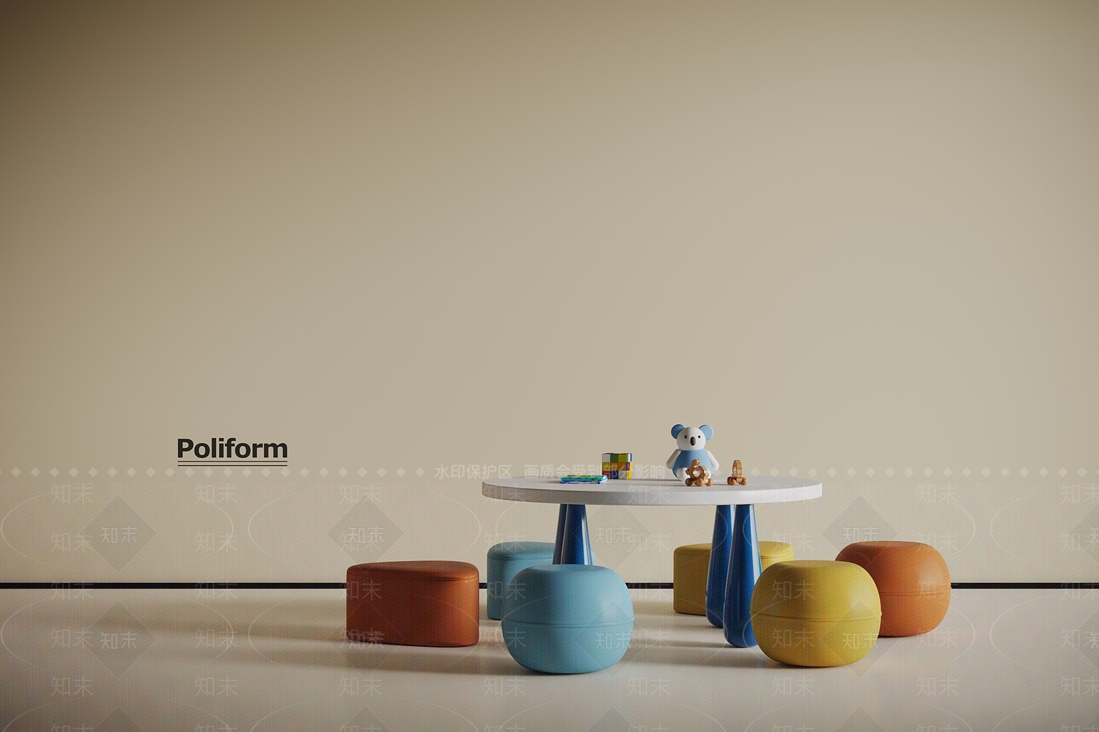 现代儿童桌椅3D模型下载【ID:1197774789】