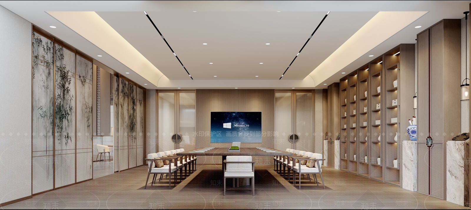 现代新中式会议室3D模型下载【ID:1197778466】