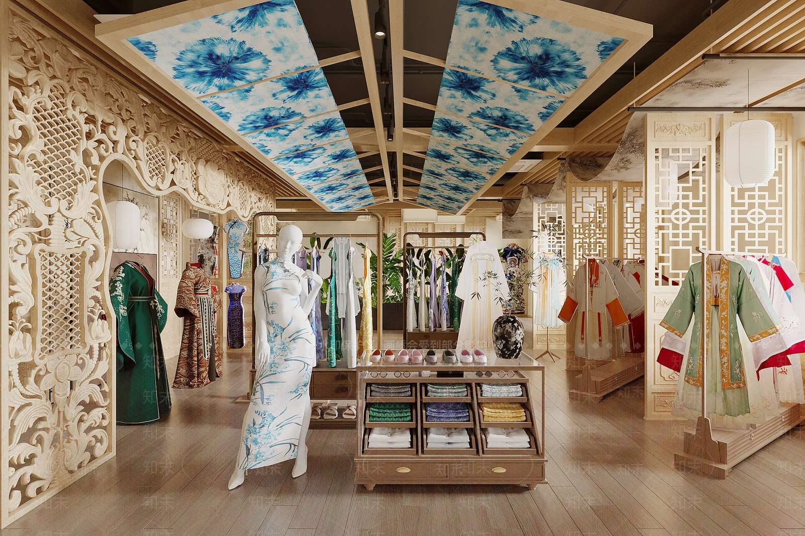 中式服装展厅3D模型下载【ID:1197779531】