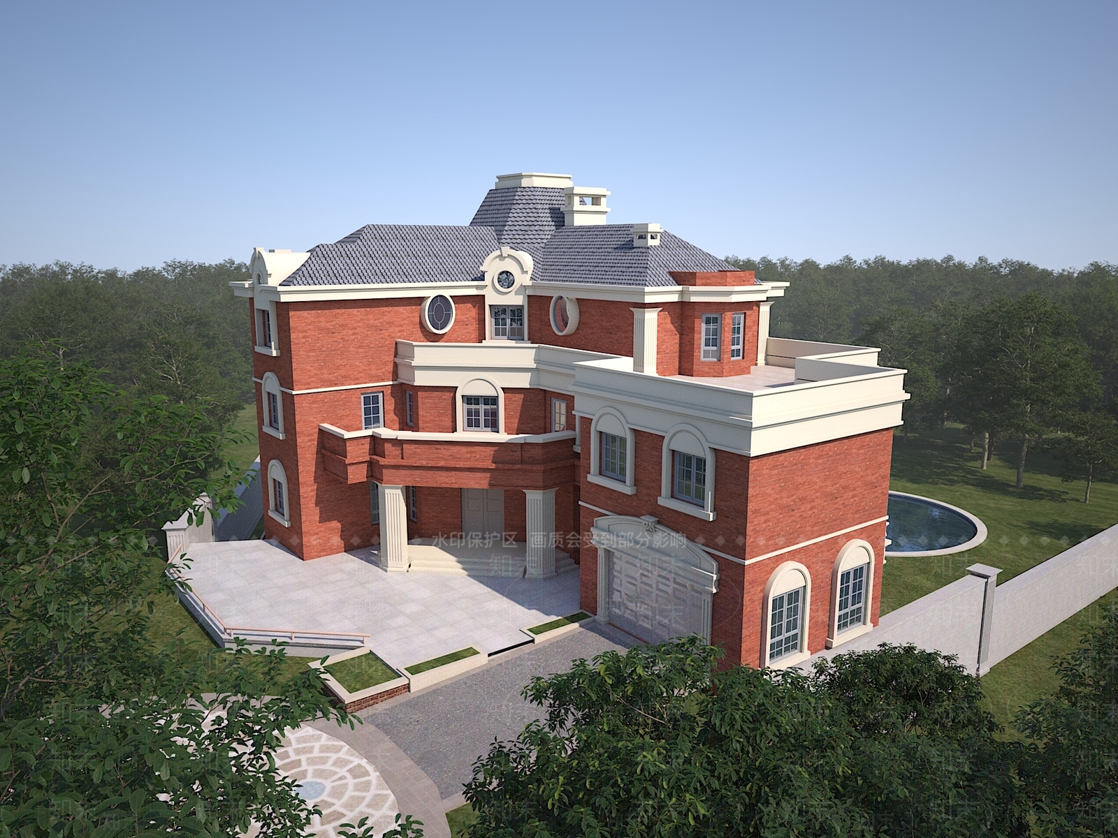 简欧别墅外观3D模型下载【ID:1197781656】