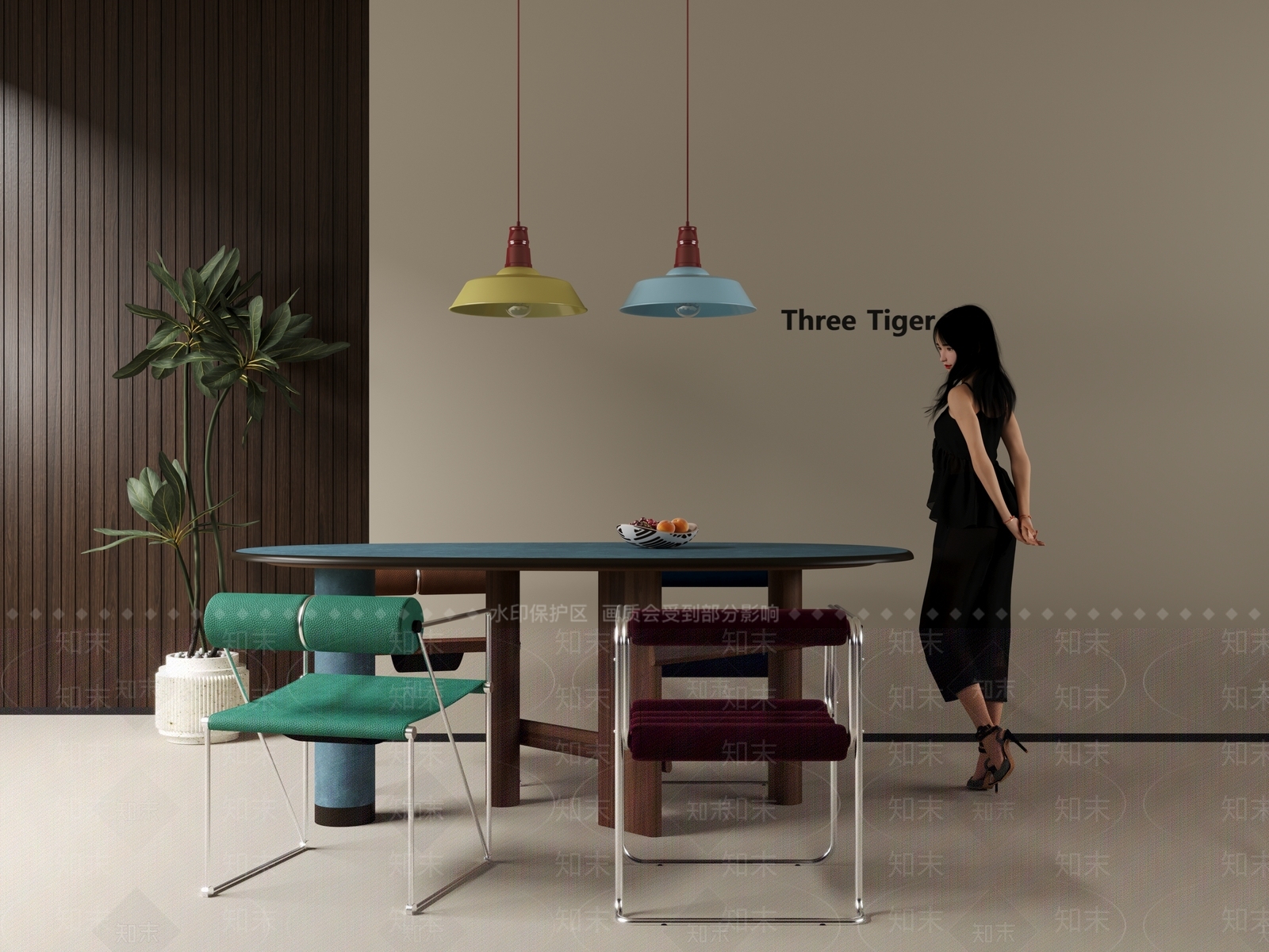 中古侘寂餐桌3D模型下载【ID:1197782188】