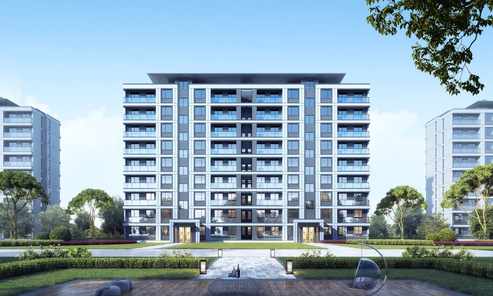 现代多层住宅楼3D模型下载【ID:1197792539】