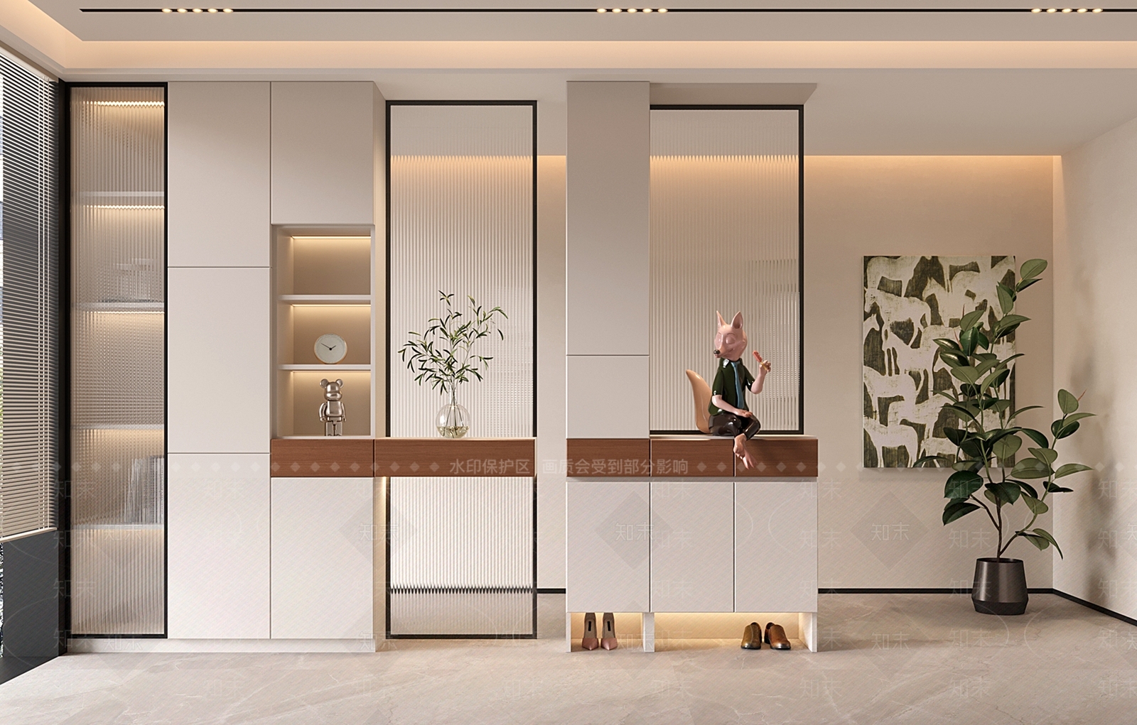 现代简约鞋柜3D模型下载【ID:1197795166】