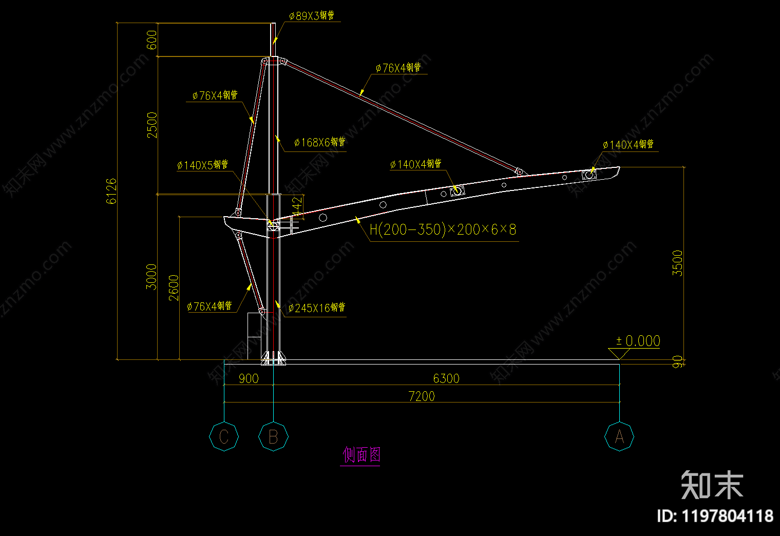 现代中式雨棚施工图下载【ID:1197804118】