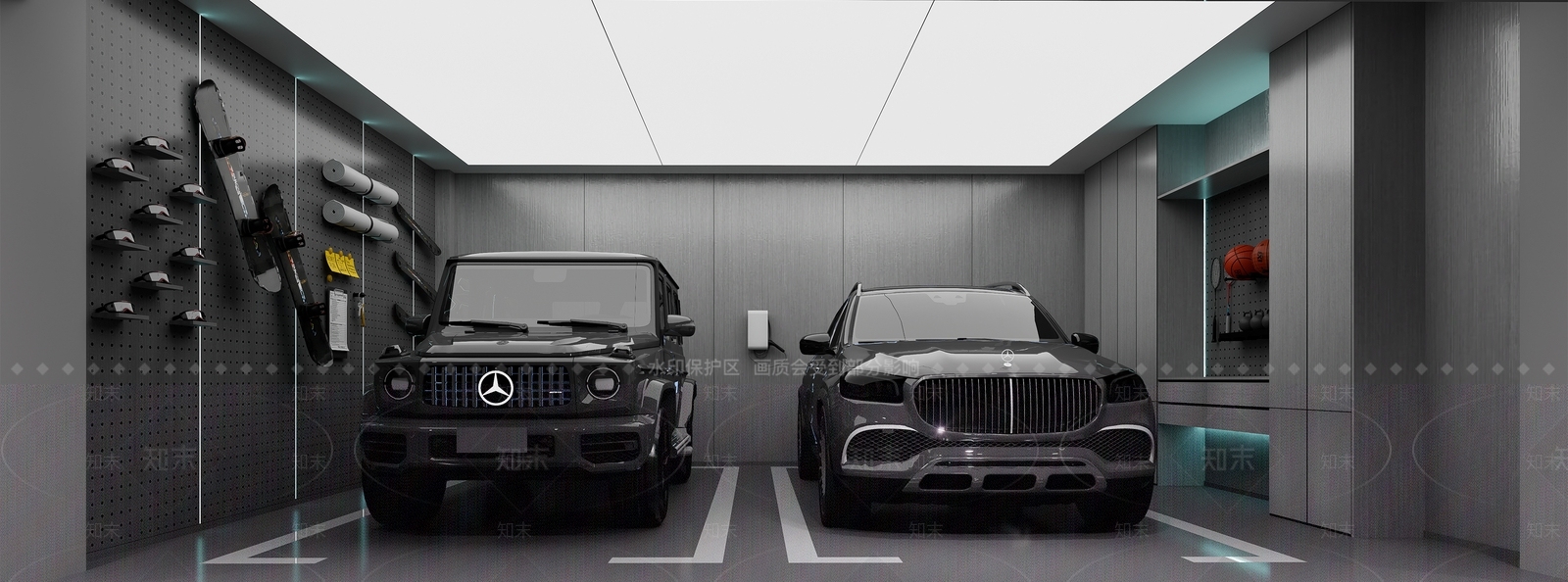 现代地下车库SU模型下载【ID:1197805233】