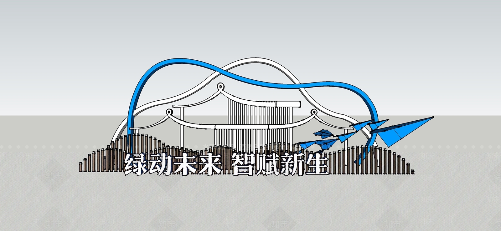 现代新中式雕塑SU模型下载【ID:1197807902】