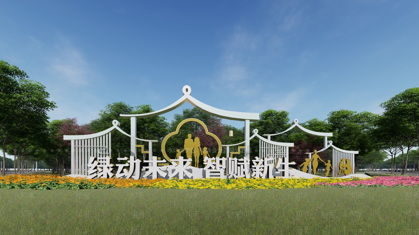 现代新中式雕塑SU模型下载【ID:1198636750】
