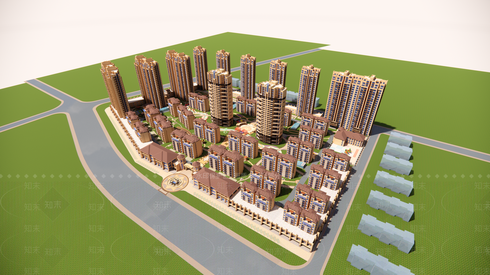 现代小区建筑SU模型下载【ID:1197810717】