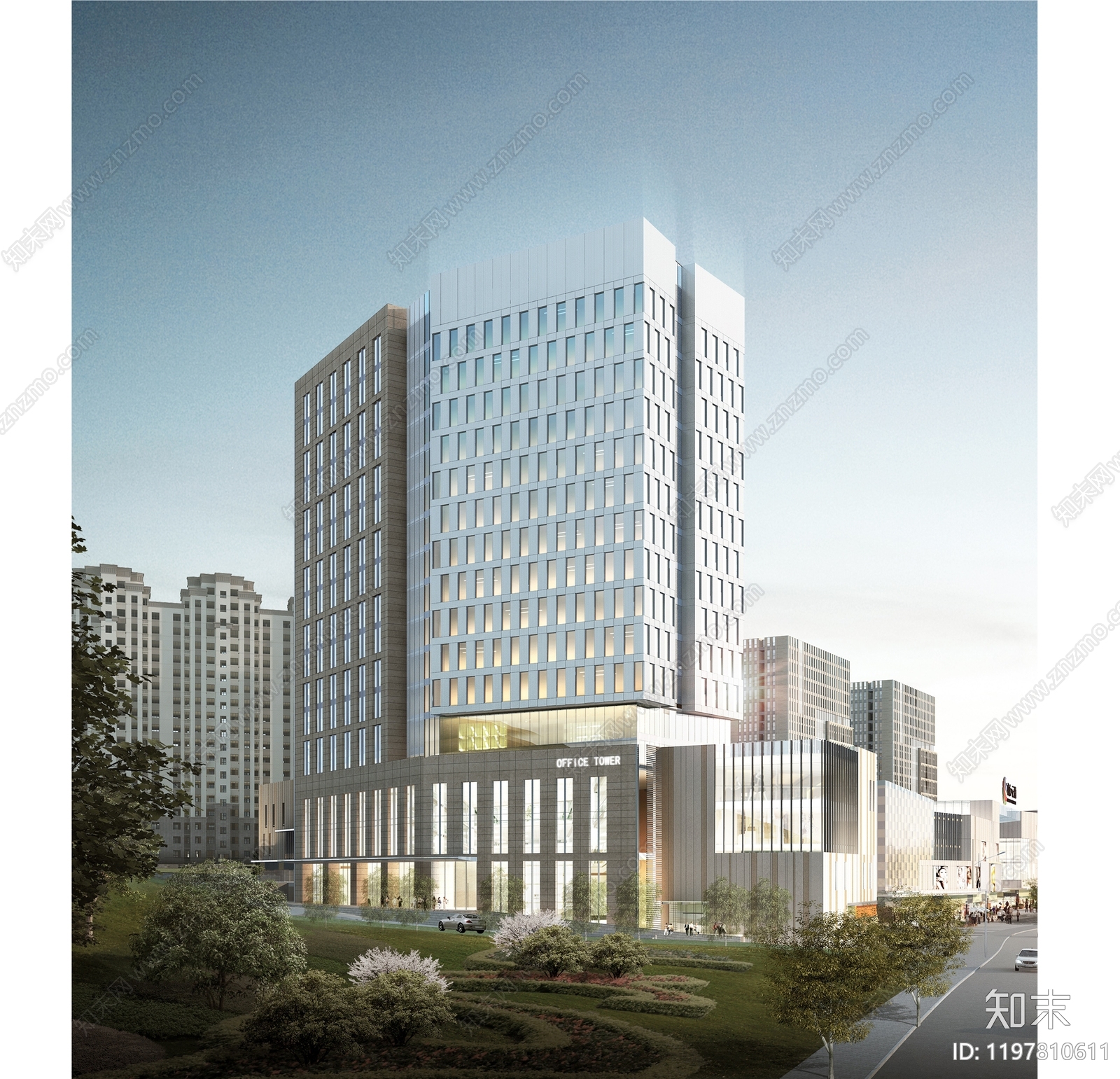 现代办公楼建筑施工图下载【ID:1197810611】