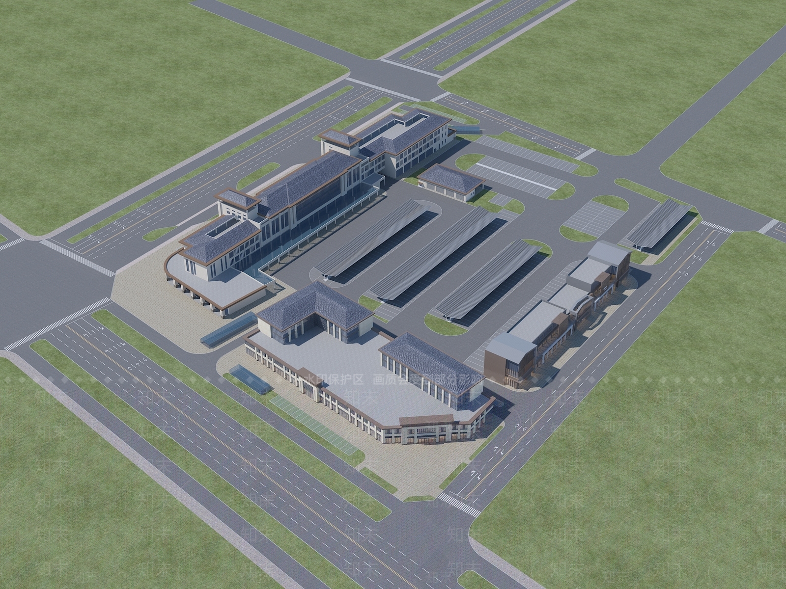 中式汽车站SU模型下载【ID:1197946022】