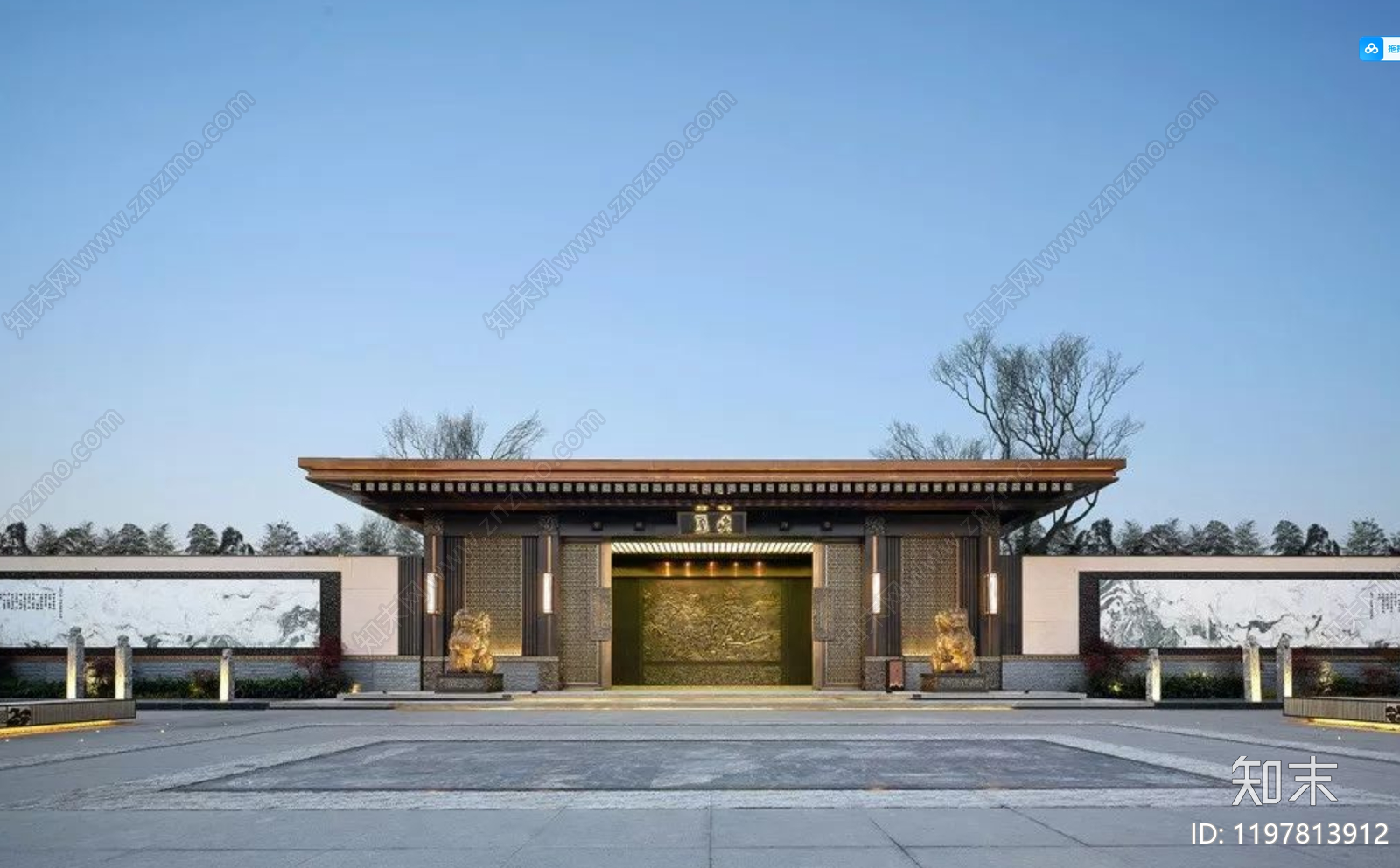 新中式中式门头施工图下载【ID:1197813912】