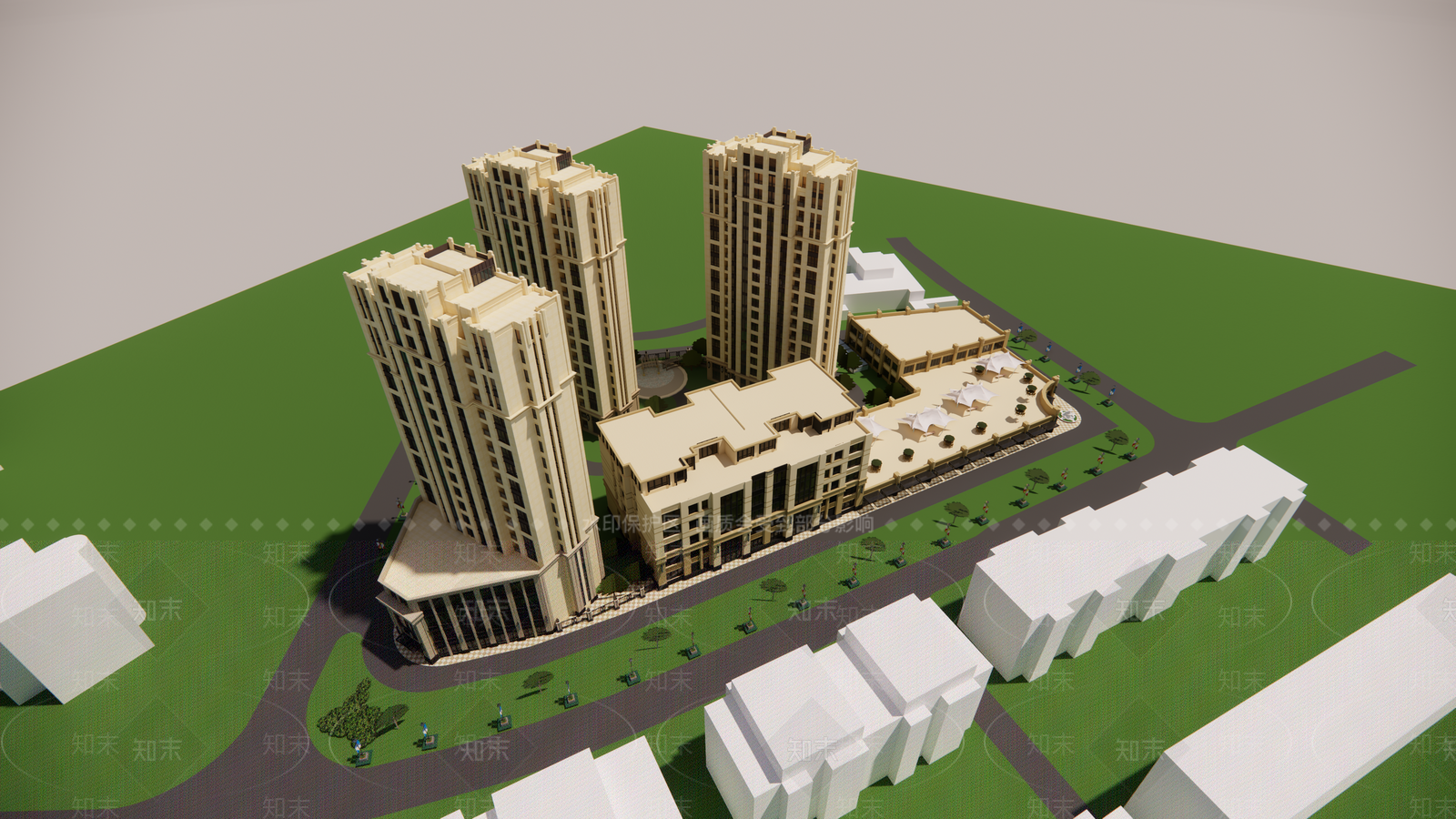 现代高层住宅SU模型下载【ID:1197812933】
