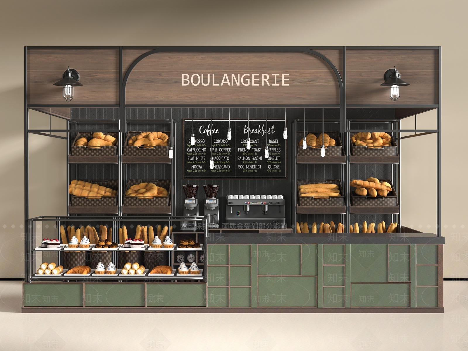 现代甜品面包店SU模型下载【ID:1197814245】