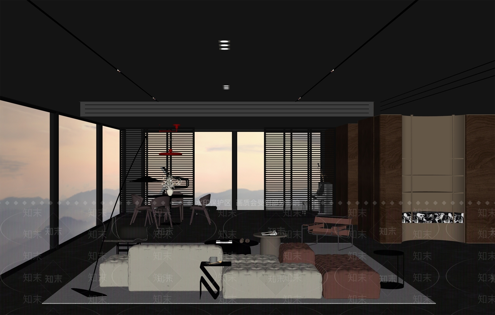 新中式家居客厅SU模型下载【ID:1197814321】
