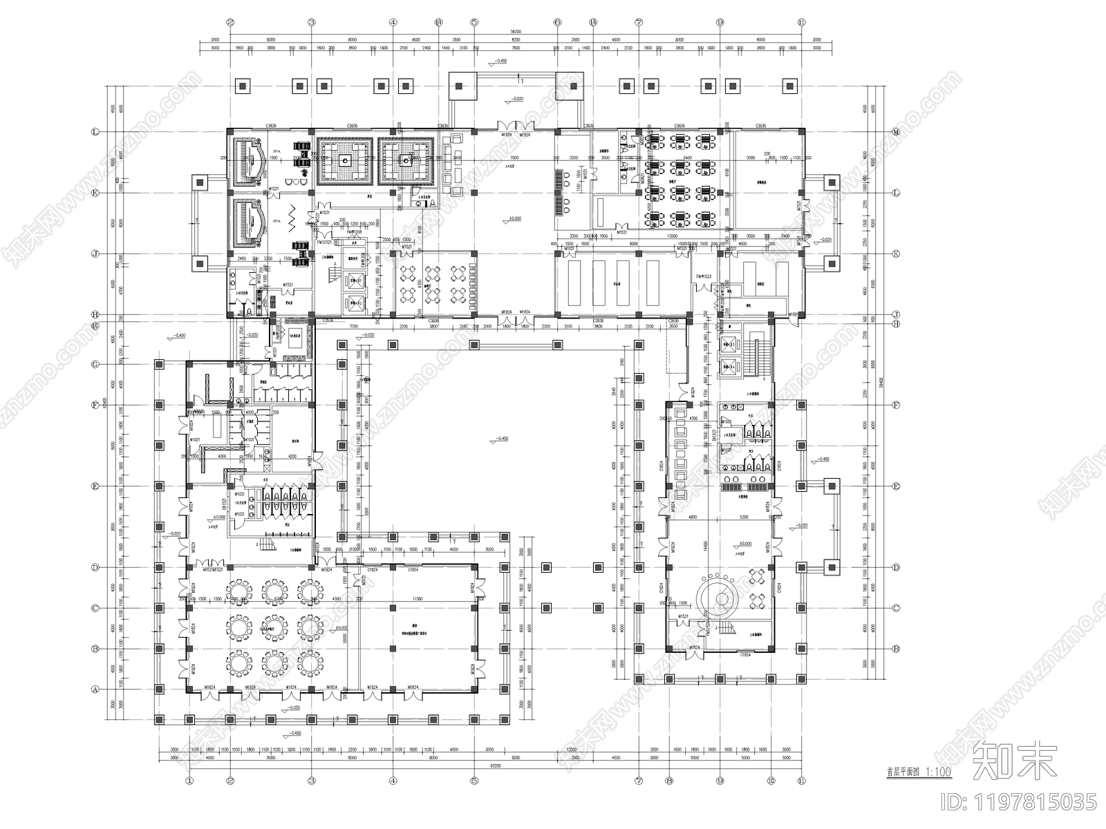 北欧意式酒店建筑施工图下载【ID:1197815035】