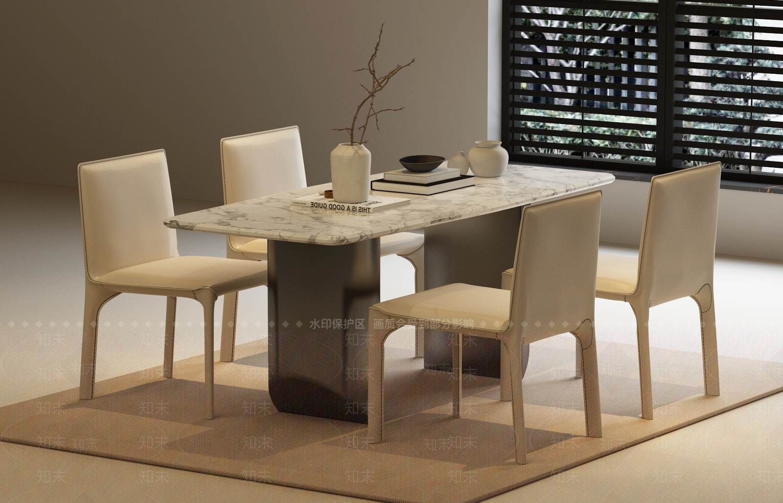 现代意式餐桌椅3D模型下载【ID:1197816620】