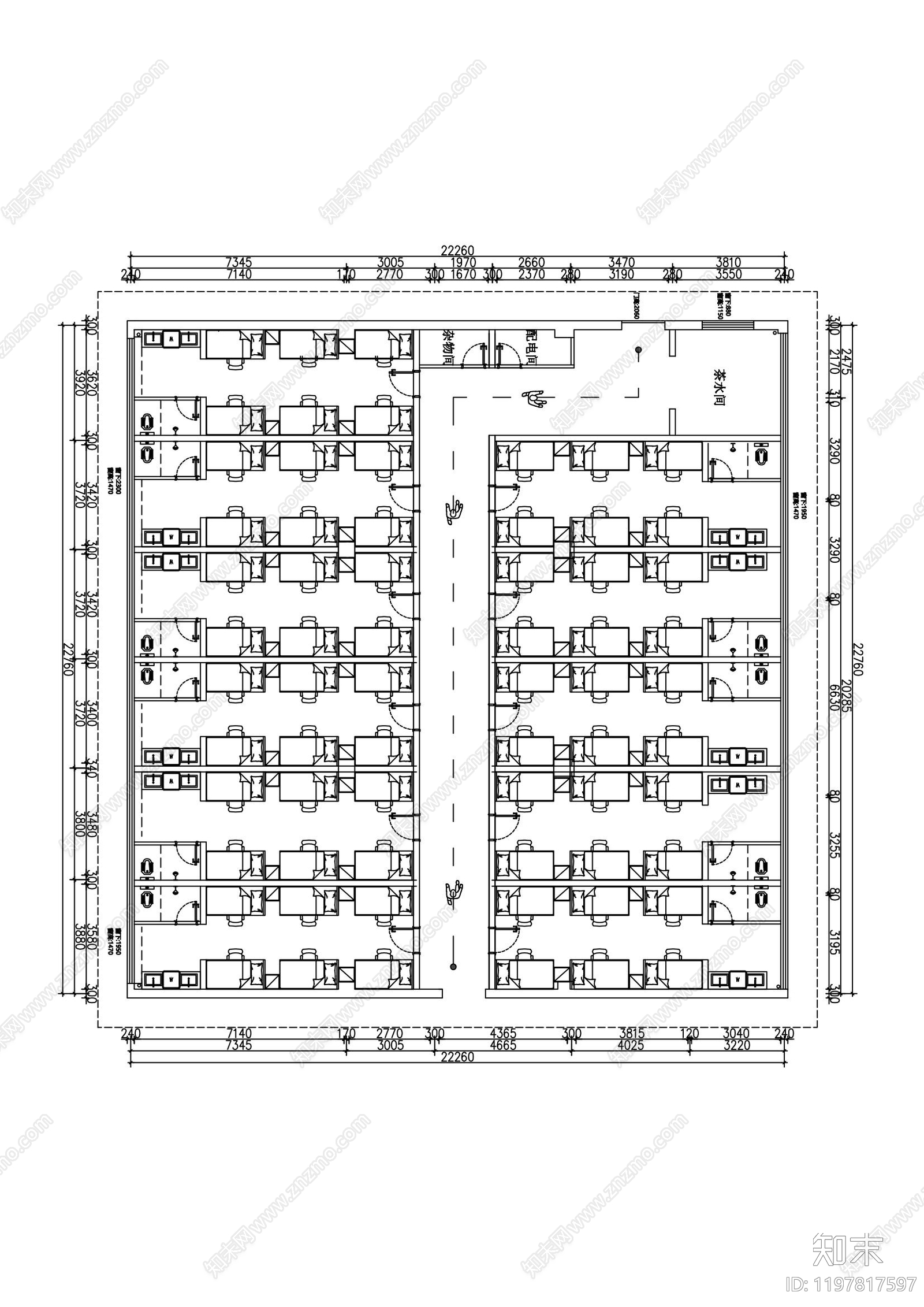 现代宿舍cad施工图下载【ID:1197817597】