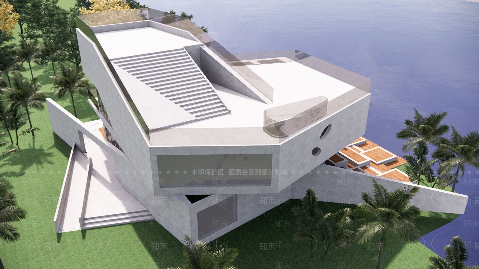 现代极简餐饮建筑SU模型下载【ID:1197817795】