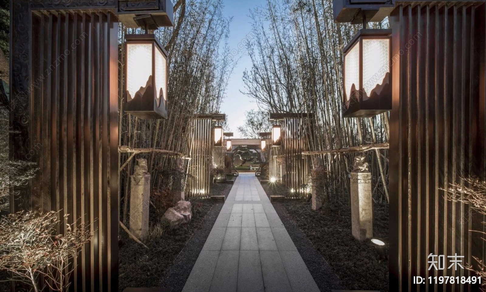 新中式中式景墙施工图下载【ID:1197818491】