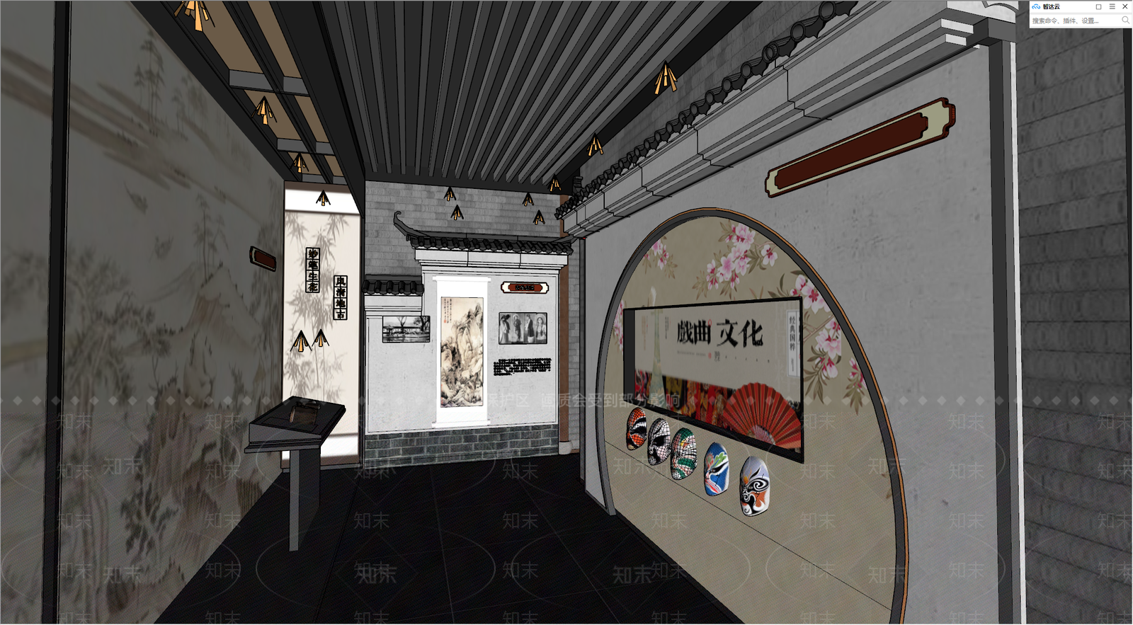 中式新中式民俗展厅SU模型下载【ID:1197818847】