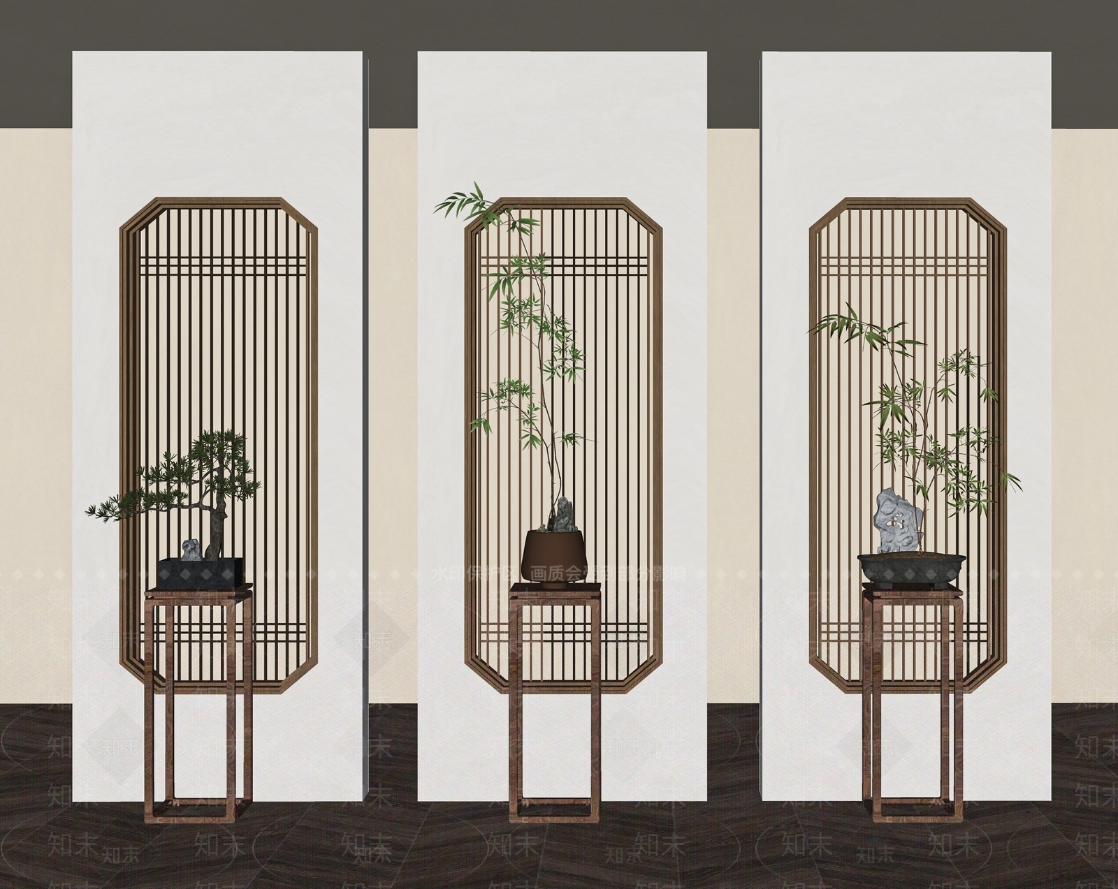 新中式隔断SU模型下载【ID:1197820707】