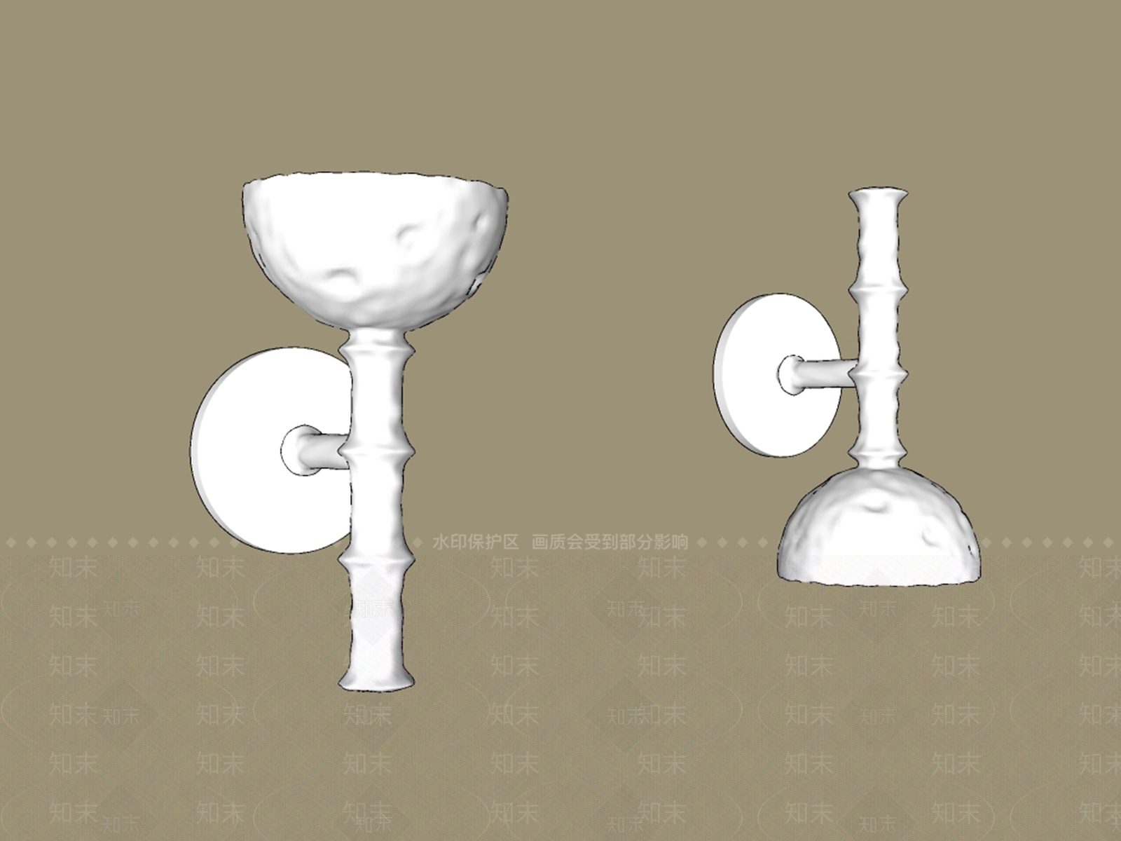 侘寂中古壁灯SU模型下载【ID:1197823895】