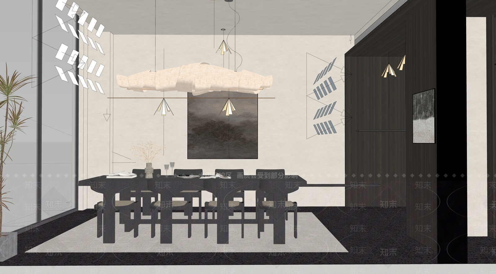 侘寂禅意中餐厅SU模型下载【ID:1197829632】