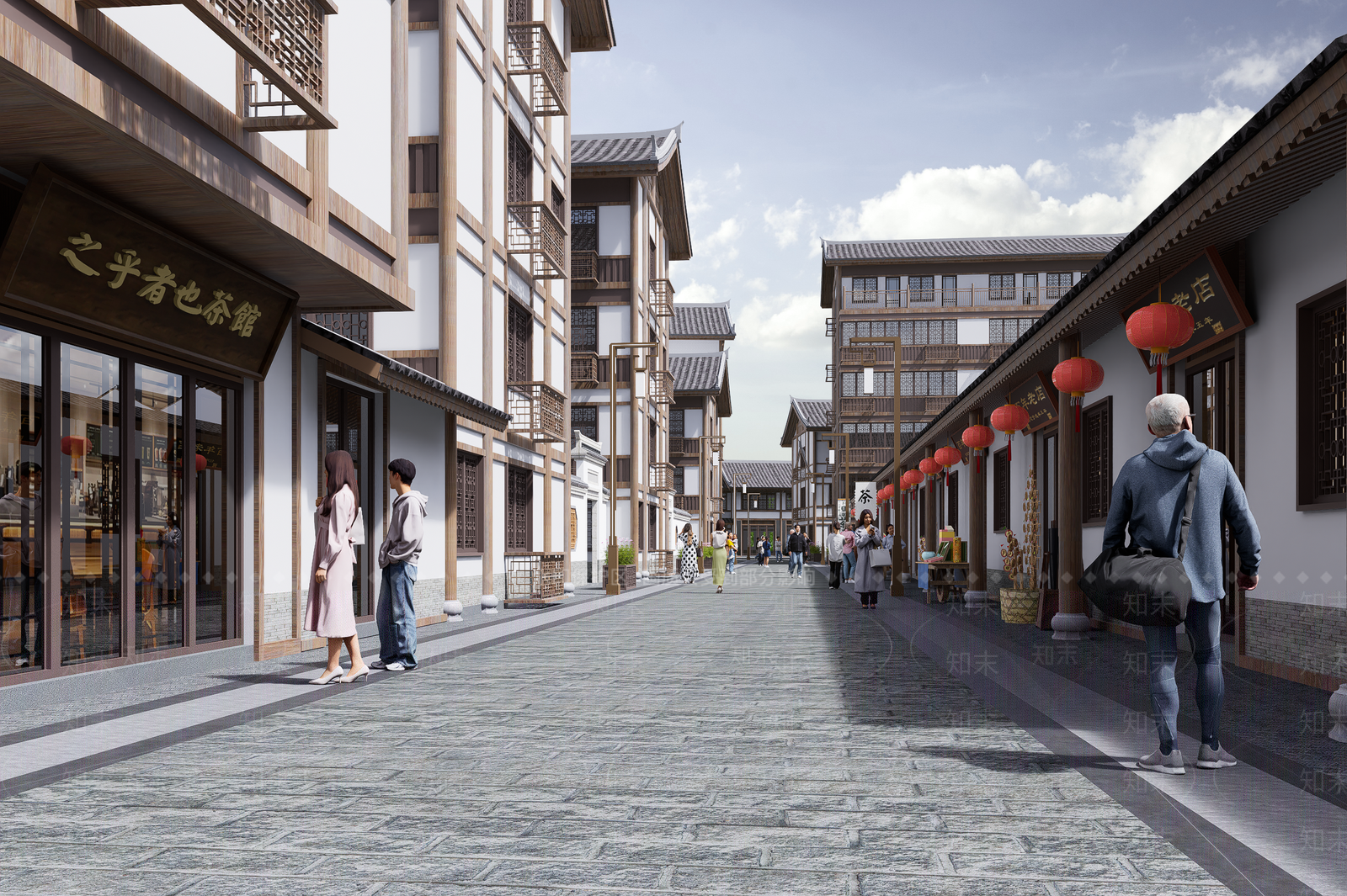 新中式中式商业街SU模型下载【ID:1197831032】