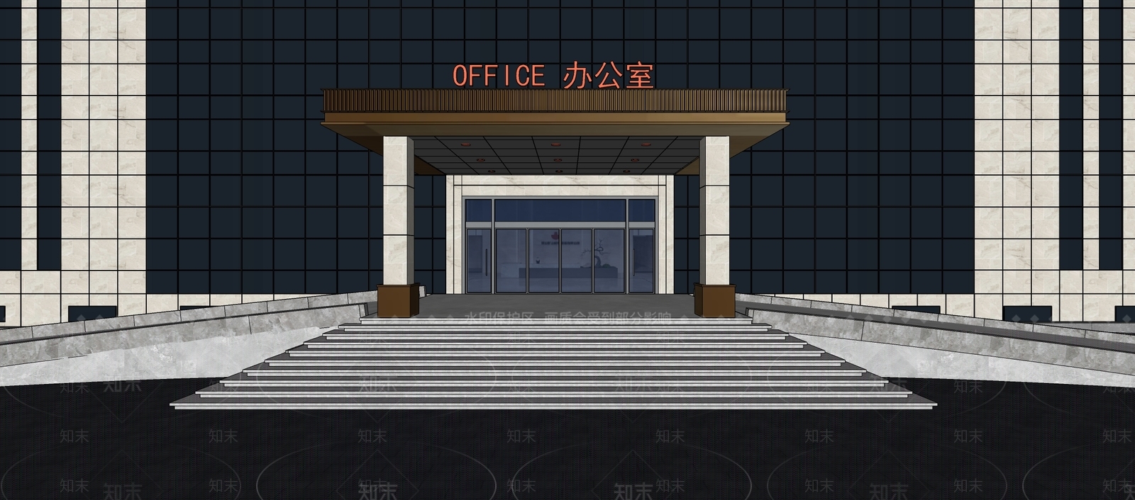 中式轻奢办公楼SU模型下载【ID:1197831253】