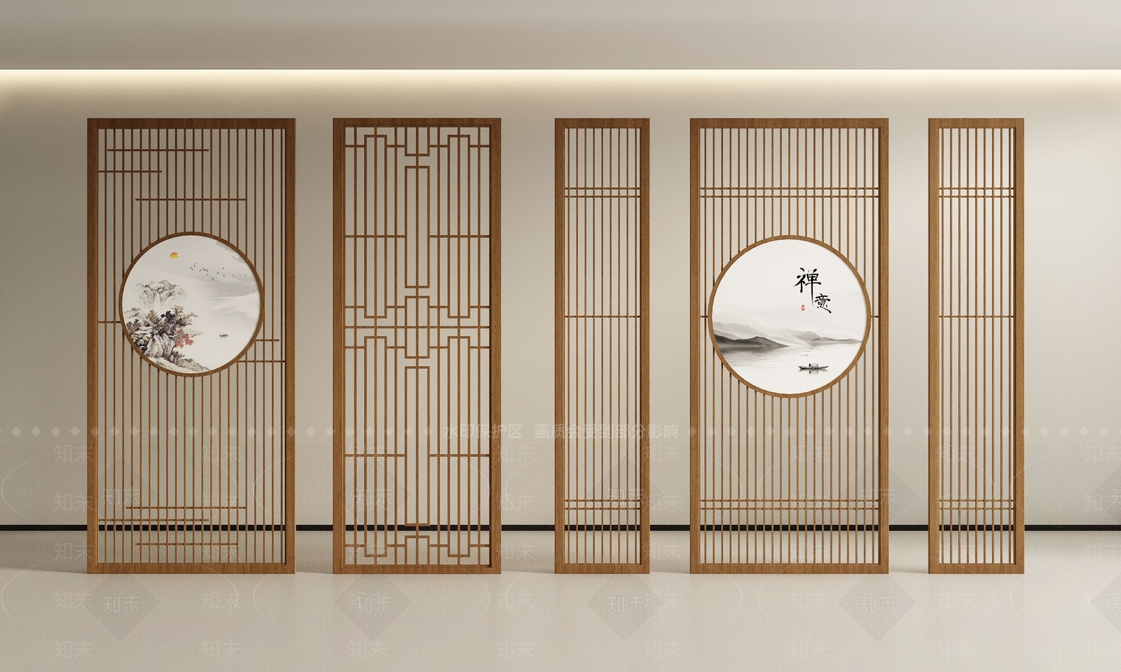 新中式中式隔断SU模型下载【ID:1197833451】