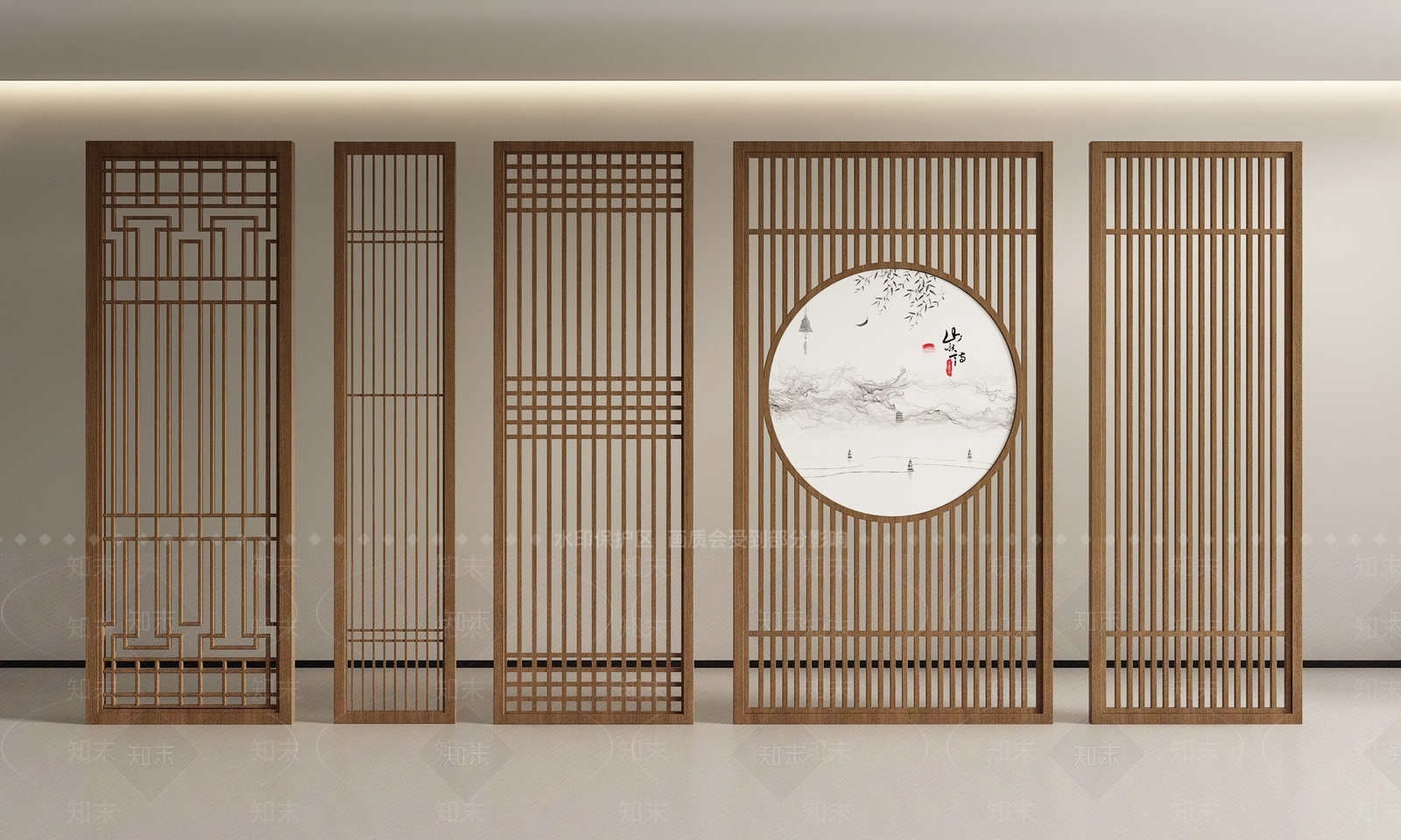 新中式中式隔断SU模型下载【ID:1197833407】