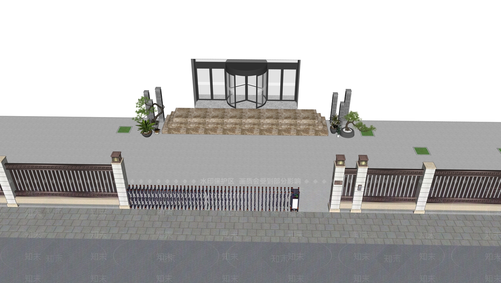 新中式入口大门SU模型下载【ID:1197842600】