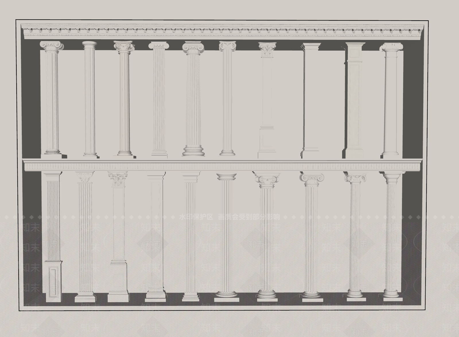 欧式法式柱子SU模型下载【ID:1197840587】