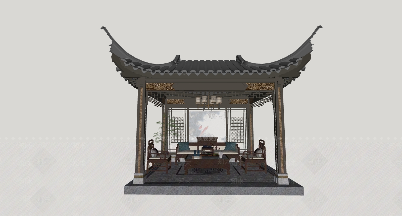 新中式中式其他景观小建筑SU模型下载【ID:1197842823】