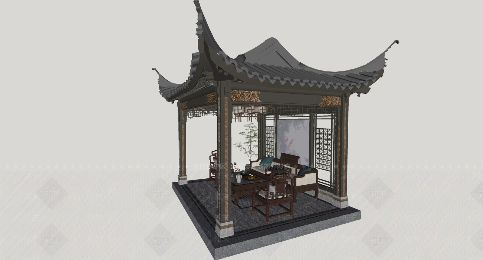 新中式中式其他景观小建筑SU模型下载【ID:1197842823】