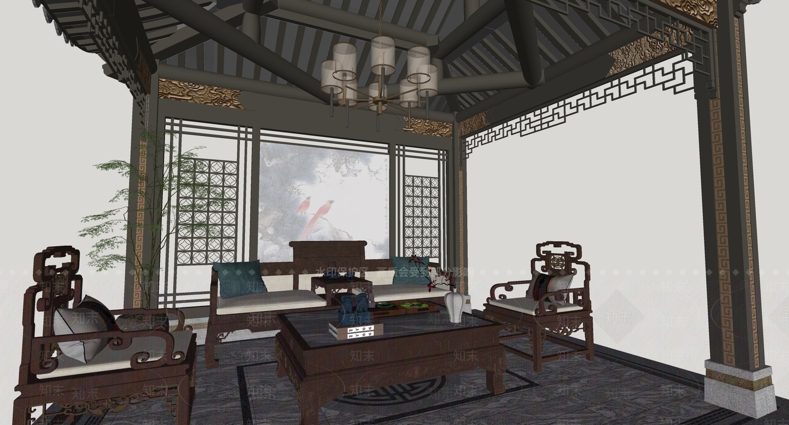 新中式中式其他景观小建筑SU模型下载【ID:1197842823】