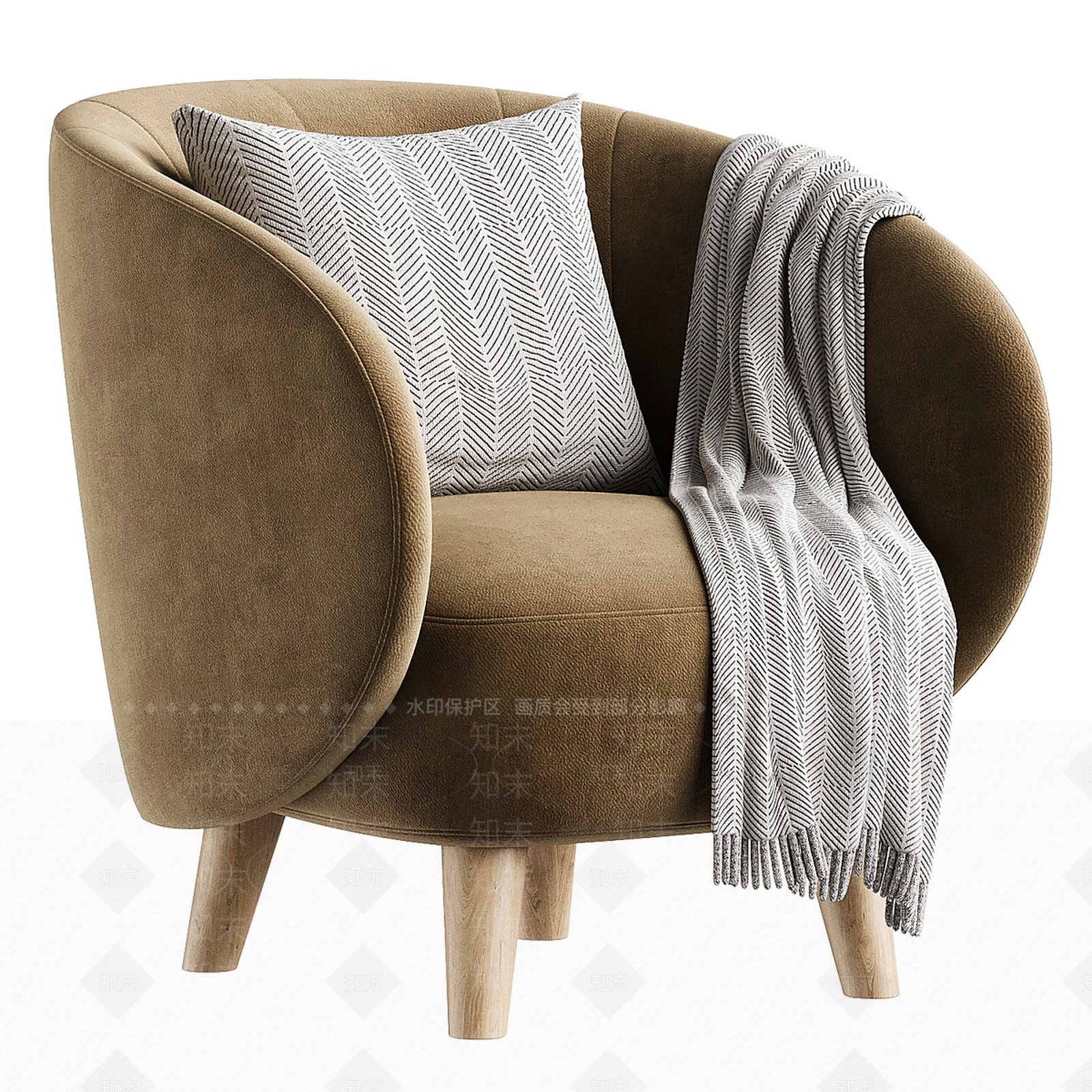 奶油北欧休闲椅3D模型下载【ID:1197847369】