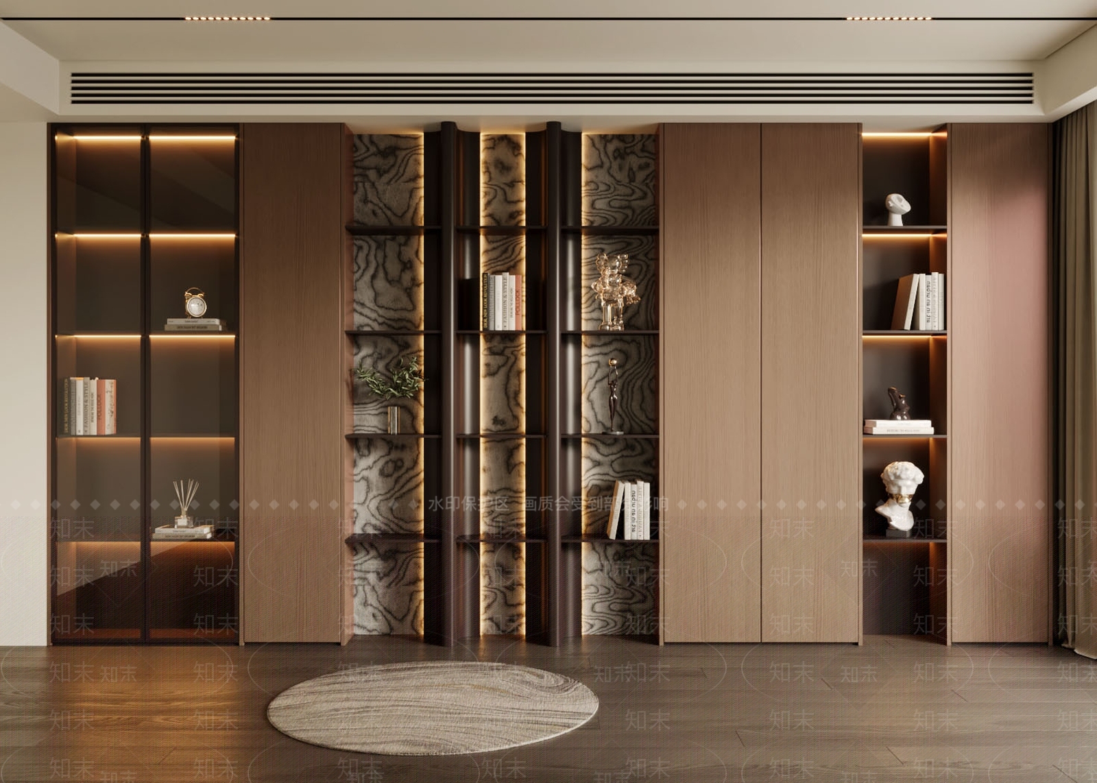 现代意式书柜3D模型下载【ID:1197852659】