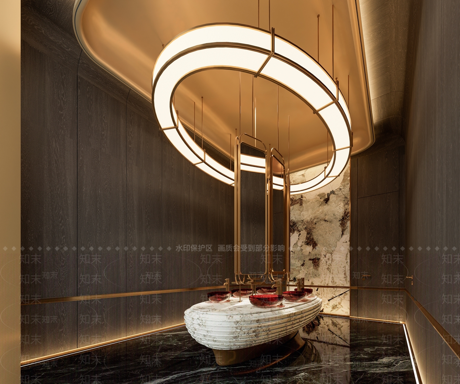 意式轻奢公共卫生间SU模型下载【ID:1197856271】