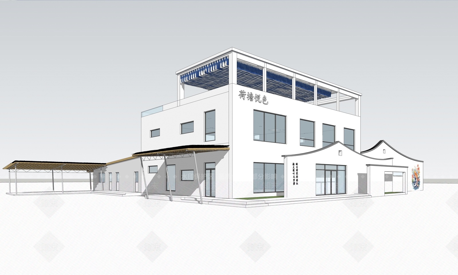 新中式小公建SU模型下载【ID:1197856158】