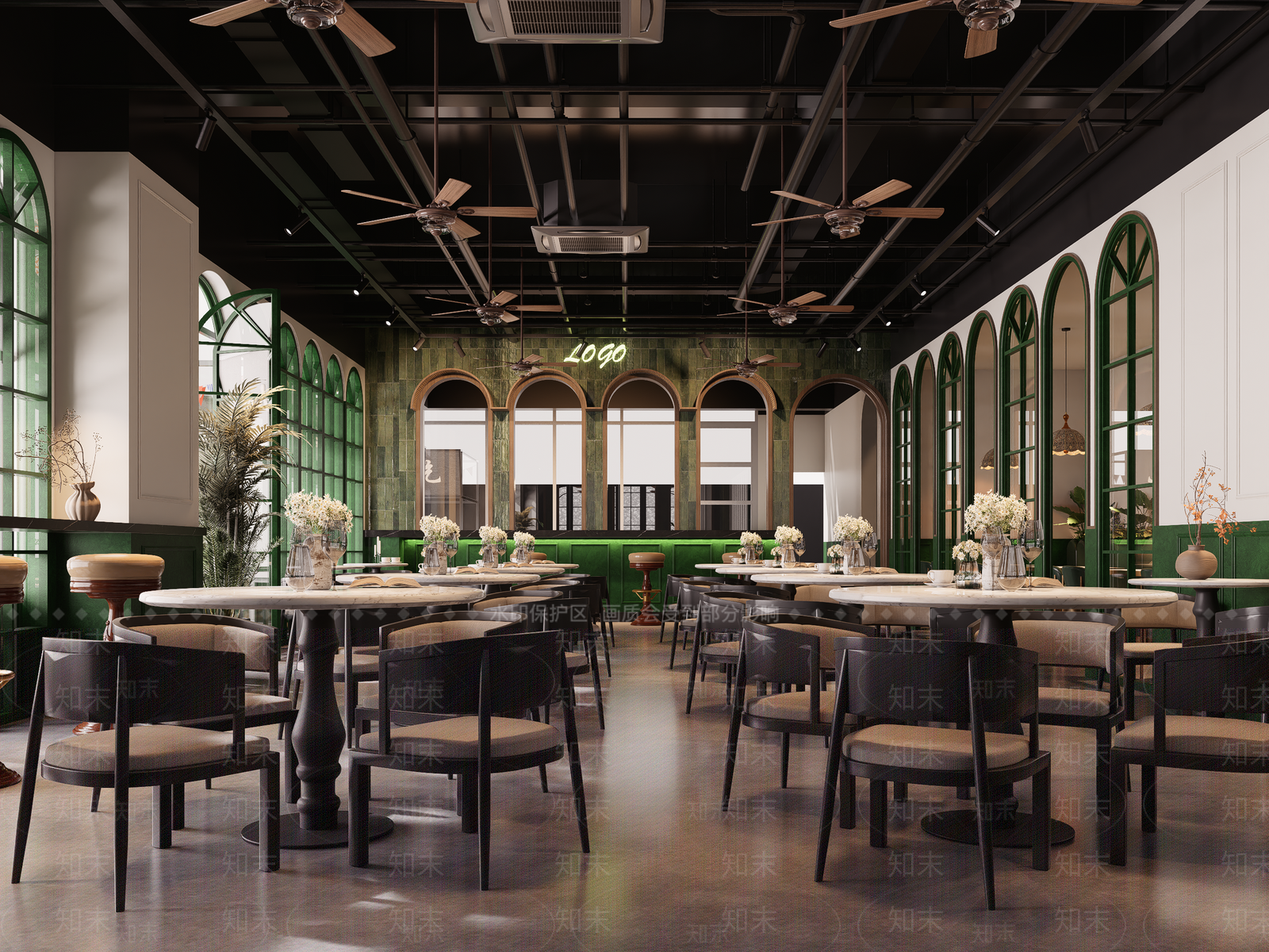 现代美式茶餐厅SU模型下载【ID:1197856610】