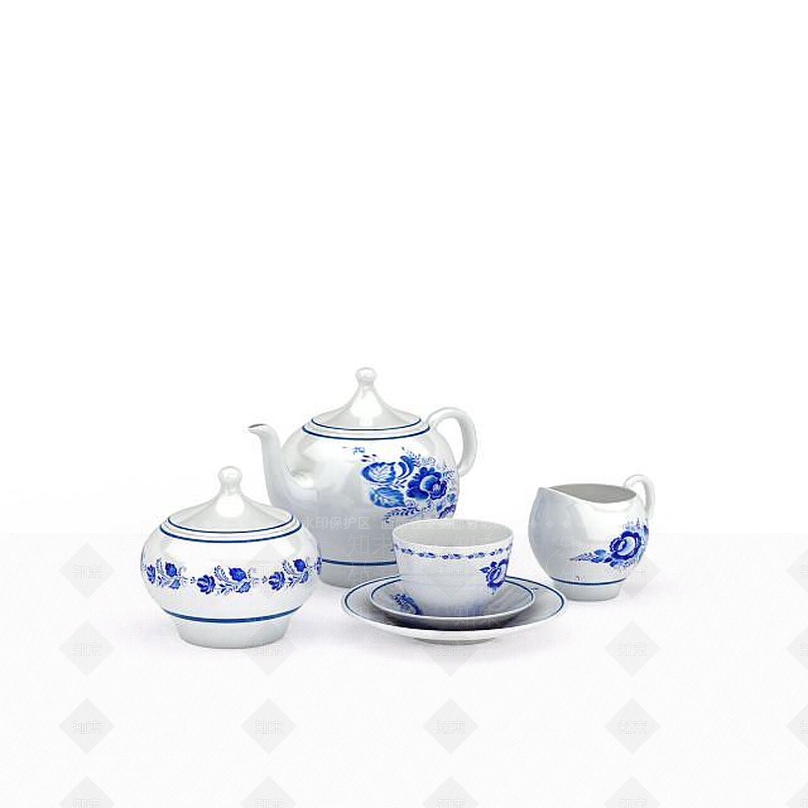 现代茶具套装3D模型下载【ID:1197857109】