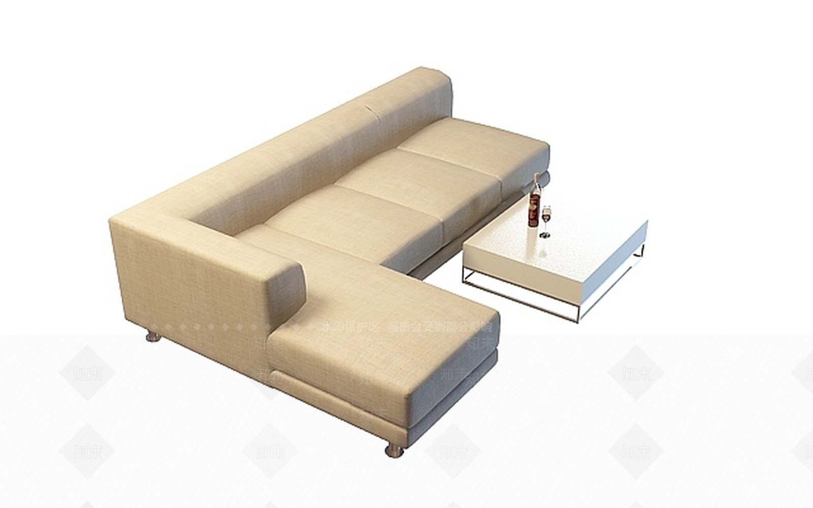 现代皮质沙发茶几3D模型下载【ID:1197860148】