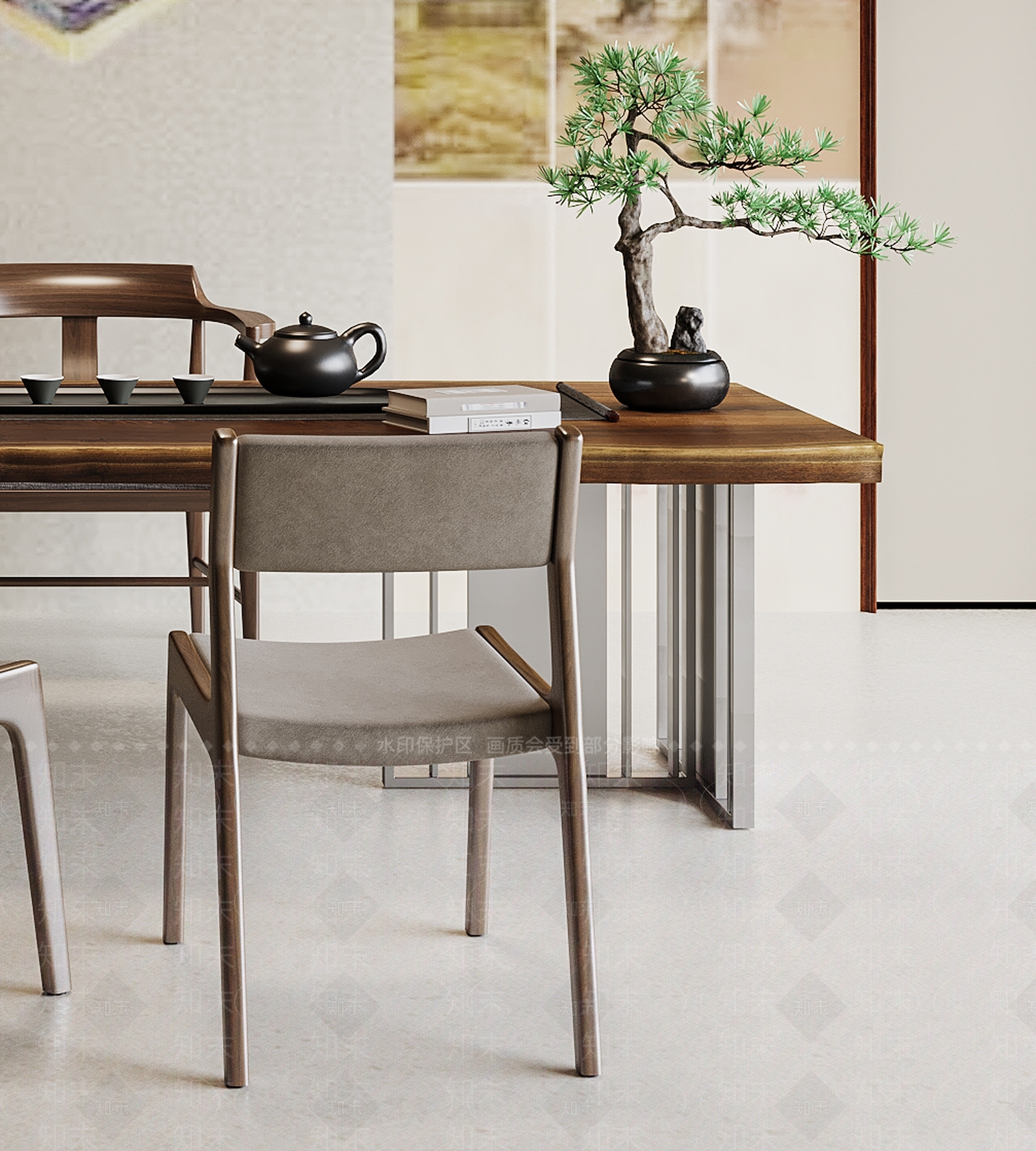新中式茶桌椅3D模型下载【ID:1197862394】