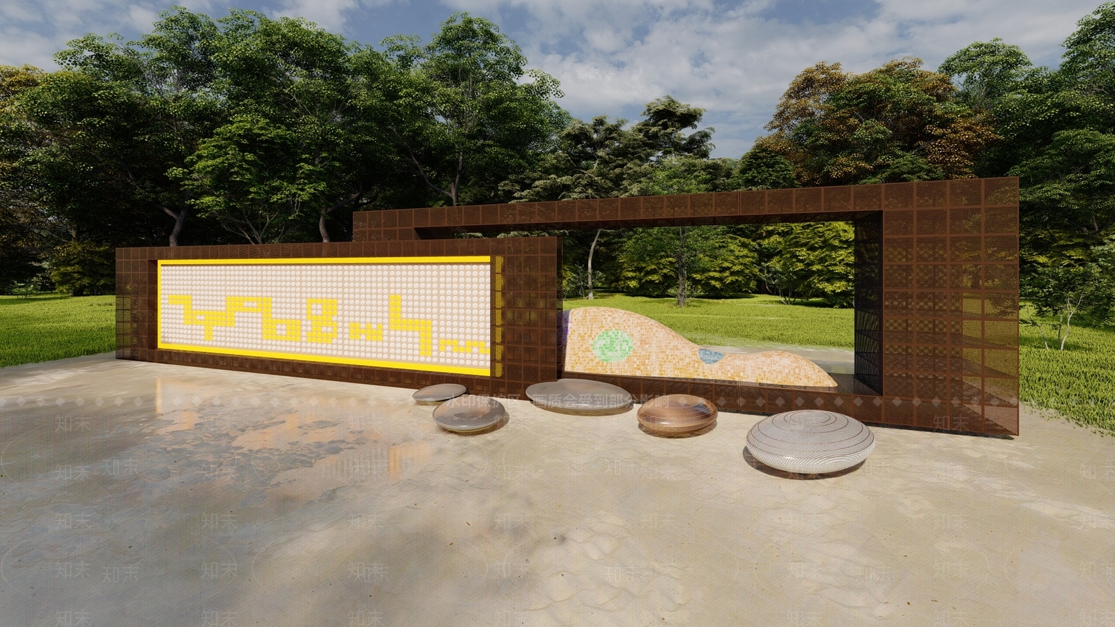现代景墙SU模型下载【ID:1197864750】