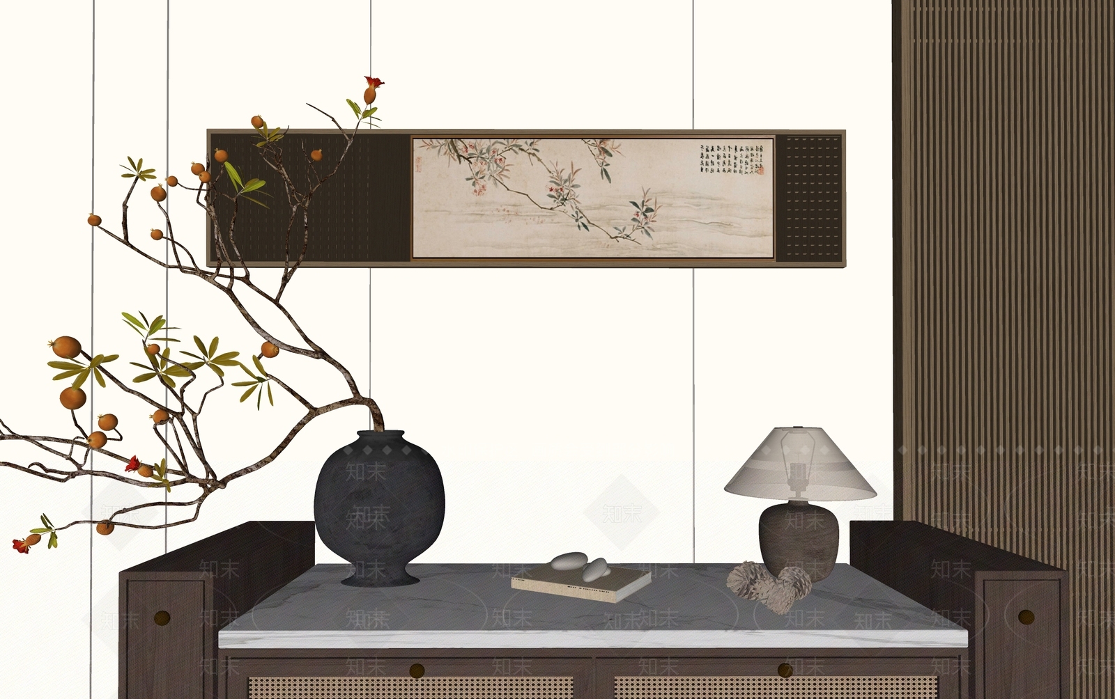 新中式侘寂摆件组合SU模型下载【ID:1197866318】