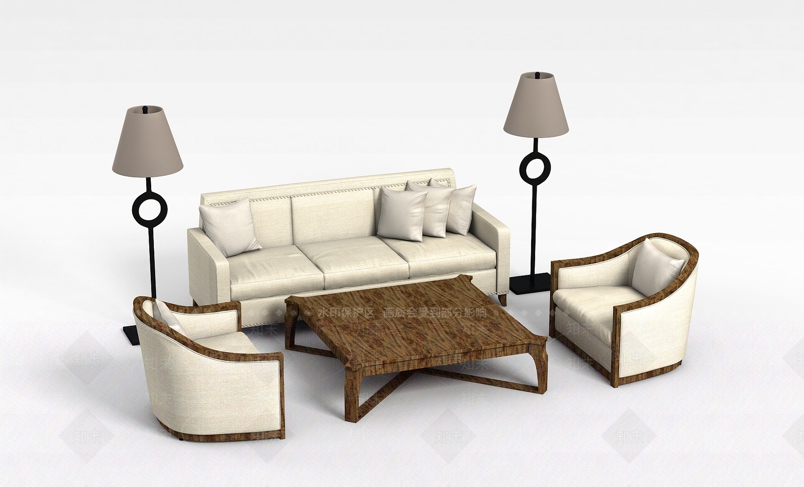 现代简约风格沙发茶几组合3D模型下载【ID:1197866207】