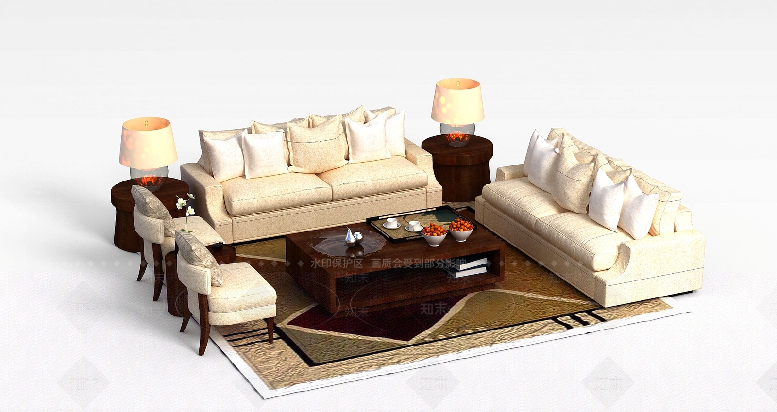 现代简约沙发茶几组合3D模型下载【ID:1197866556】